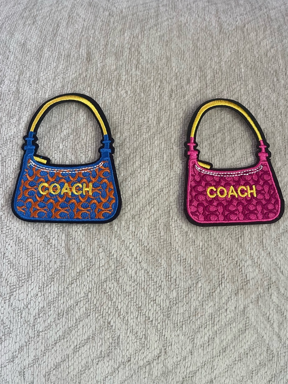 Pink and Blue Iron on Purse Patches